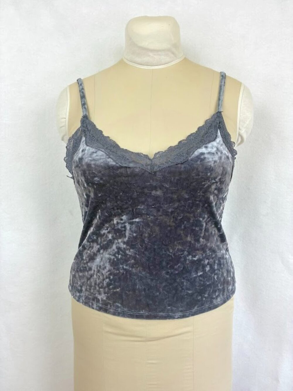 Forever 21 Crushed Velvet Camisole Lace Fairy Grunge Dark Romantic Y2K Goth XS